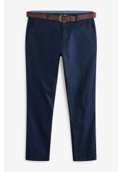 Belted Soft Touch Chino Trousers Slim Fit