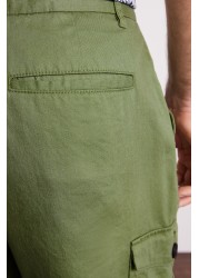 Linen Blend Cargo Trousers