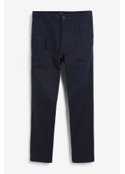 Pleated Stretch Chino Trousers