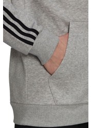 adidias Fleece 3 Stripe Zip Through Hoodie