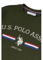 U.S. Polo Assn Green Raglan Rider LB Crew Sweatshirt