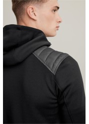 Jersey Sleeve Quilted Hooded Jacket