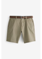 Belted Chino Shorts With Stretch