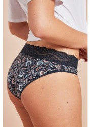 Lace Trim Cotton Blend Knickers 4 Pack High Leg