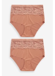 High Waist Lace Tummy Control Light Shaping Knickers 2 Pack