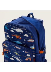 Maricart Helicopter Print Trolley Backpack with Lunch Bag and Pencil Pouch