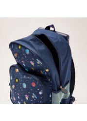 Maricart Space Print Trolley Backpack with Lunch Bag and Pencil Pouch