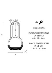 Master Lock Steel Heavy Duty Padlock W/Keys (6.4 x 12 x 3 cm)