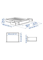 NORDLI هيكل سرير+تخزين