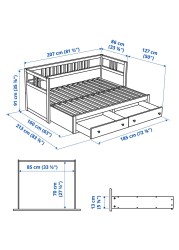 HEMNES سرير نهار بدرجين/مرتبتين