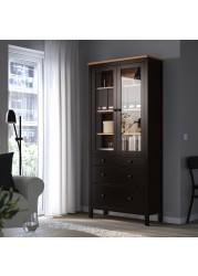 HEMNES Glass-door cabinet with 3 drawers