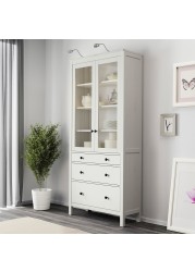 HEMNES Glass-door cabinet with 3 drawers