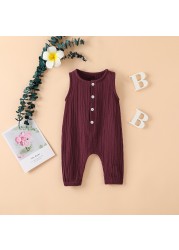 Summer Newborn Baby Boys Girls Romper Jumpsuit One Piece Solid Color Sleeveless Newborn Baby Clothes