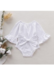 Baby clothes baby girls romper long sleeves with big bow comfy jumpsuit for newborn baby