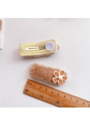 New 2pcs Mini Soft Baby Girl Hair Clips Baby Hair Clips Winter Accessories For Kids Kawaii Bear Star Hair Clips For Kids