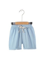 2021 Teenage Shorts Boy Girl 2 4 6 8 10 12 Y Linen Blue Black Short Pants Kids Boys Cotton Sports Beach Shorts Children Clothes