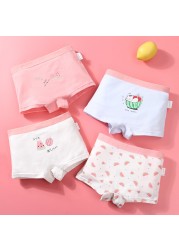 Girls Panties Kids Underwear Cotton Children Briefs Trellis Stripes Cute Cartoon Short Red 4pcs/lot