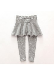 girls leggings baby girls skirt-pants baby fleece pants girls spring/autumn warm pants 2-7 years old girls pants with little dot