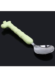 Children Feeding Spoon New Style Baby Infant Safe Spoon Stainless Steel Quality Spoon Curved Spoon Baby Exercise Tableware