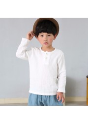 Children T-shirt Fashion Linen Pleated Boys T-shirt Children T-shirt 2022 Summer Baby Boys Girls T-shirt Children Kids Clothes