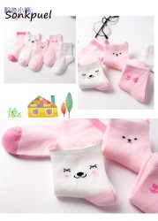 5 Pairs/Lot Baby Socks for Newborns Infant Cute Cartoon Cotton Socks Soft Summer 0-4Years Boy Girl Lovely Mesh Kids Gift CN