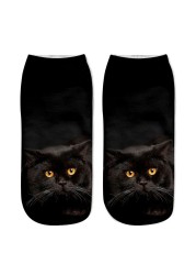 3D Printing Children Socks Funny Design Cute Cat Socks Unisex Gift Low Ankle Funny Socks 6-12 Years