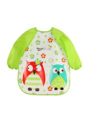 0-3Y Baby Bibs Cute Cartoon Animals Waterproof Children Colorful Bib Full Sleeve Bibs Children Apron Long Sleeve Feeding Bibs