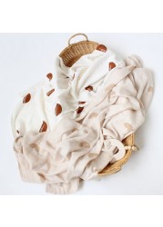 baby muslin swaddle blanket newborn beige print baby blanket infant wrap 70% bamboo 30% cotton spring summer