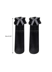 Baby Breathable Lolita Lace Socks Children Kids Bowknot Middle Tube Socks Spring Summer Autumn Warm Stocking Knee High