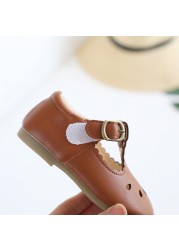 Autumn Kids Leather Shoes Solid Color Cutout Baby Girl Shoes Toddler Boys Shoes Infant Girls Sneakers Size 16-30 SMG209