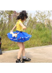 2022 New Arrival Infant Mulity Colorful Tulle Tutu Skirt Pom Pom Princess Mini Dress Children's Clothing Pettiskirt Girl Clothes