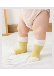 4pairs/lot Newborn Baby Boy Girl Socks Ribbed Toddler Winter Non-slip Socks 0-3 Years Kids Winter Autumn Spring Baby Girl Stuff