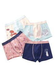 Children's Underwear Kids Cartoon Cotton Shorts Underpants Boys Panties Car Penguin Pattern 4 Piece Set