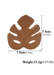 Baby Nursing Teether Accessories Beech Wood Leaves Food Grade Sensory Toy DIY Teething Jewelry Pendant Baby Teether