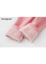 Sweet Girls Pants Kids Boys Thick Warm Pants Winter Casual Children Solid Color Pants Girls Leggings Baby Autumn Clothes