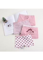 Girls Panties Kids Underwear Cotton Children's Briefs Wave Point Trellis Cartoon Short 4pcs/lot