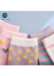 5pairs/lot Unicor Star Strip Cotton Knit Warm Children's Socks for Girls New Year Socks Kids Women's Short Socks Miaoyoutong