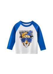 2022 New Kids Solid Cotton Long Sleeve T-shirt Tops Boys Girls Cute Animal Print Tees 2 3 4 5 6 7 8 Years Children Tops