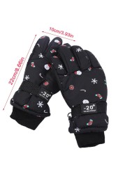 Winter Warm Ski Gloves Lovely Full Finger Gloves Snowboard Gloves Christmas Pattern Fleece Padded Glove for Kids