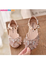 Girls Sequins Lace Bow Kids Shoes Girls Cute Pearl Princess Dance Single Casual Shoes 2021 New Children Party Wedding Shoes