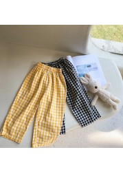 MILANCEL 2021 autumn new children's pajamas plaid home service suit long-sleeved sleepwear