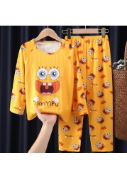 Newborn Kids Boys Girls Pajama Sets Cartoon Casual Long Sleeve Cute T-shirt Tops With Pants Toddler Baby Autumn Sleeping Clothes