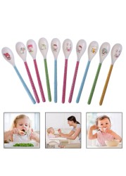 1pc Baby Spoon Straight Head Feeding Training Cutlery Flatware Tableware Infant Children Kids Safe Feeder Learning Supplies