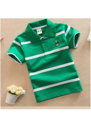 Jargazol T-shirt Children's Clothing Turn-down Collar T-shirt Summer Baby Boys Striped Color Baby Clothes