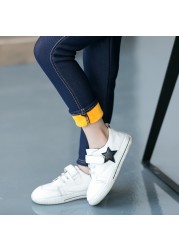 Girls Jeans Pants Skinny Jeans Korean Fashion Warm Elastic Fleece Lined Leggings Girls 4 to 13 Years Autumn Winter