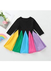 Miyabai Twirl Dress for Girls Casual Summer Dress Rainbow Baby Clothes Soft Dress for Princess Party