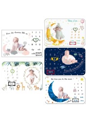 1 set baby monthly growth record milestone blanket newborn photography props accessories creative background cloth infant