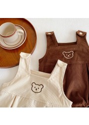 Baby Boys and Girls Clothes Long Sleeve Striped Top Bear Overalls Jumpsuit 2pcs Spring Newborn Baby Clothing Outfits