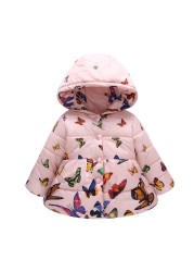 Baby Girls Boys Jackets Baby Clothes 2021 Autumn Kids Hooded Coats Winter Toddler Warm Snow Suit Baby Cotton Flower Outerwear