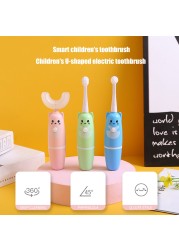 Automatic Ultrasonic Kids U Shape Vibration Silicone Electric Toothbrush Waterproof Children Toothbrush 2 Replaceable Heads